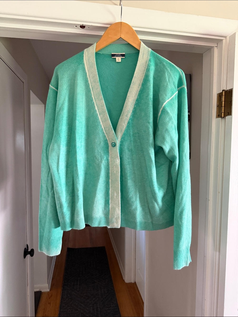 J. Crew Aqua Green V-Neck Button Front Cardigan